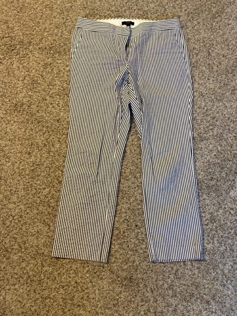 J. Crew Slim Stripe Cotton Chinos in Navy & White